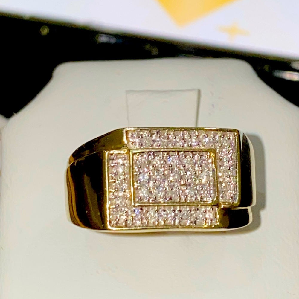 10k solid gold real diamond men statement ring custom designed not CZ not plated
